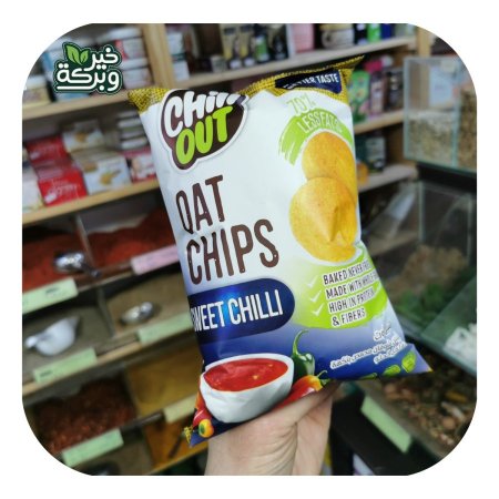 Chill Out شيبس شوفان فلفل حلو 60 جرام محمص غير مقلي بدون زيوت مهدرجة خالي من المواد المعدلة وراثيا 70٪ دهون اقل