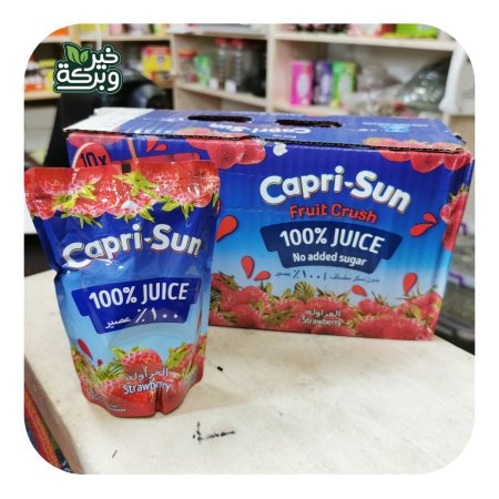 عصير فراولة capri-sun الطبيعي وبدون سكر مضاف (كرتون 10 حبات) 